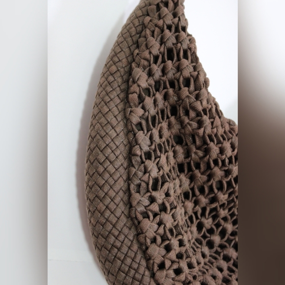 Talbots Brown Crochet Weave Handbag Purse Zipper - Picture 3 of 8